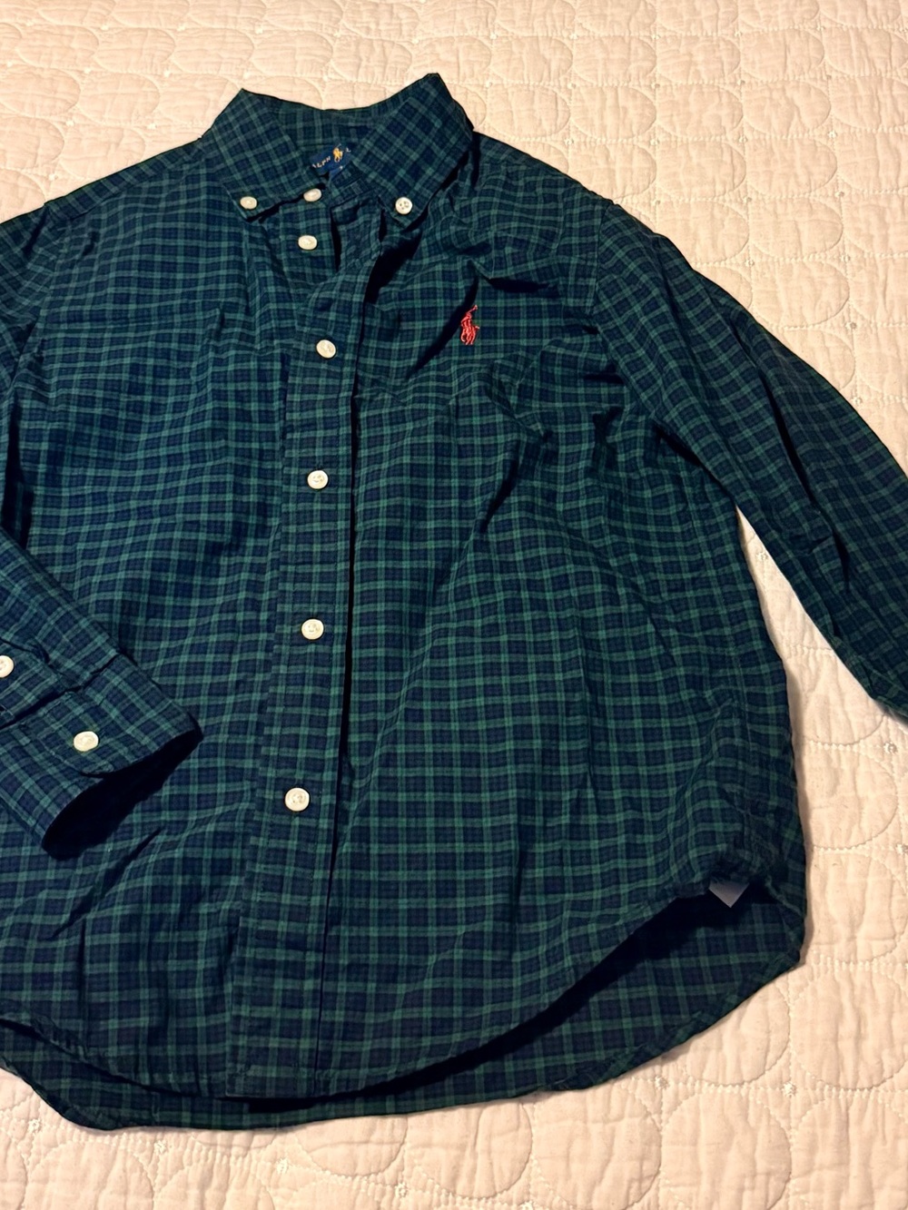 Boy’s Polo by Ralph Lauren Green Plaid Button-Down Shirt